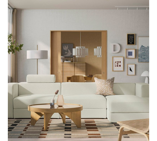 4-osob sofa modułowa z szezlongiem, prawy z zagłówkiem/Axvall kremowy JÄTTEBO 196.083.43