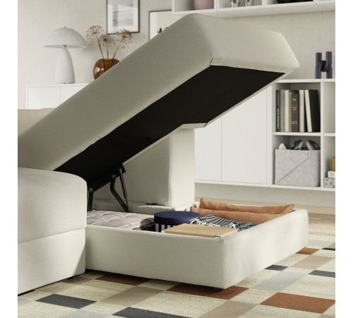 4-osob sofa modułowa z szezlongiem, prawy z zagłówkiem/Axvall kremowy JÄTTEBO 196.083.43