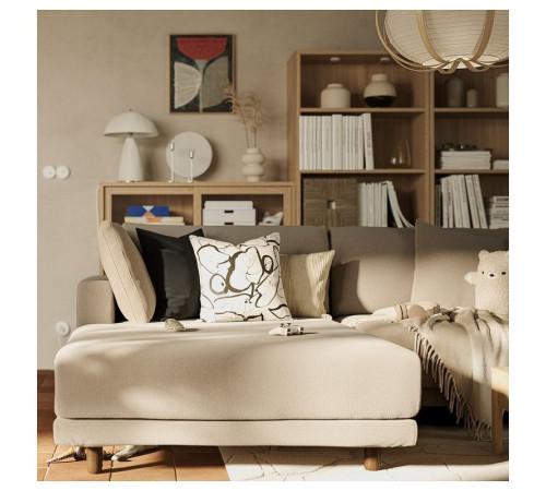 Sofa modułowa, 3-osobowa, z szezlongiem, lewy/Johanneshov brązowobeżowy UPPÅKRA 196.140.56