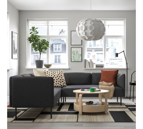 Sofa modułowa narożna, 4-osobowa, Gunnared ciemnoszary/metal LILLEHEM 295.361.57