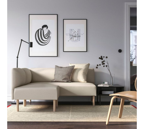 Modułowa sofa narożna, 2-osobowa, Vissle beżowy/drewno LILLEHEM 295.362.80