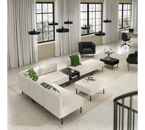 6-os sofa moduł ze stolikiem pomoc, Vissle/beżowy metal LILLEHEM 295.534.82