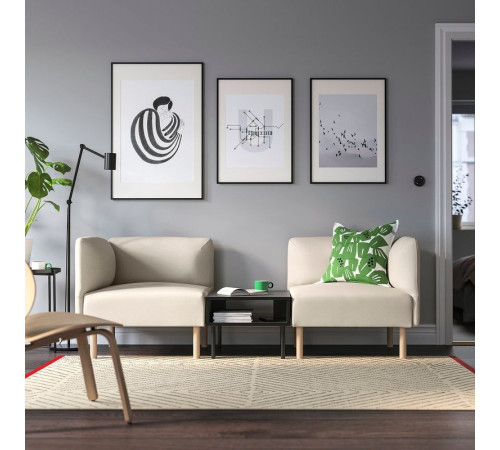 2-os sofa moduł ze stolik bocznym, Vissle beżowy/drewno LILLEHEM 295.697.46