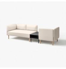 3-os sofa moduł ze stolik bocznym, Vissle beżowy/drewno LILLEHEM 295.697.51
