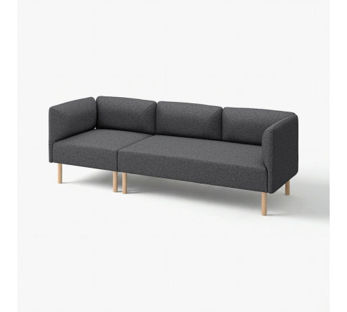Sofa modułowa, 3-osobowa, Gunnared/ciemnoszary drewno LILLEHEM 296.177.85