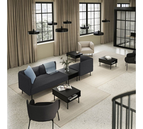 3-os sofa moduł ze stolik bocznym, Gunnared ciemnoszary/metal LILLEHEM 395.362.65