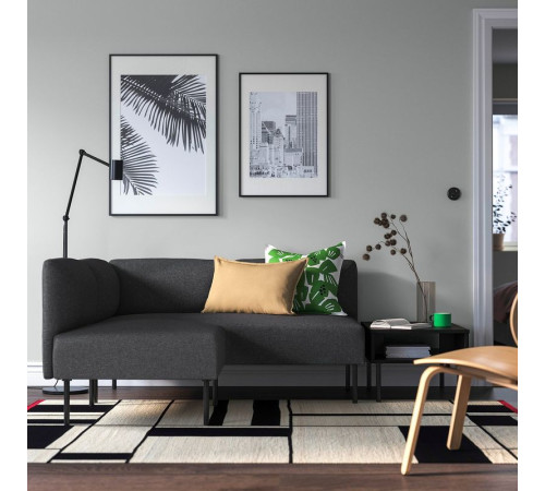 Modułowa sofa narożna, 2-osobowa, Gunnared ciemnoszary/metal LILLEHEM 395.363.07
