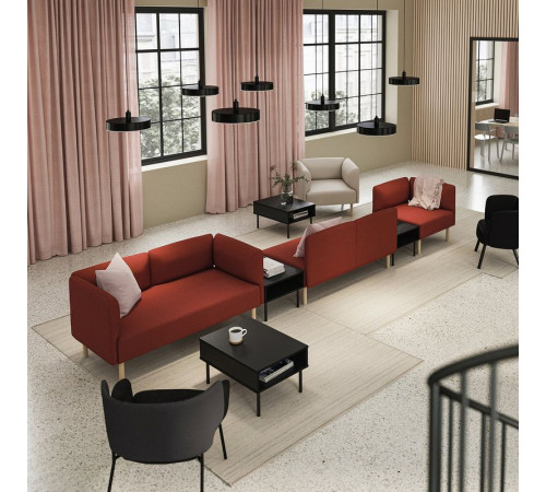 5-os sofa moduł ze stolikiem boczn, Gunnared/brązowoczerwony drewno LILLEHEM 395.697.41