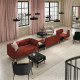 5-os sofa moduł ze stolikiem boczn, Gunnared/brązowoczerwony drewno LILLEHEM 395.697.41