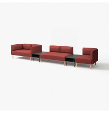 5-os sofa moduł ze stolikiem boczn, Gunnared/brązowoczerwony drewno LILLEHEM 395.697.41