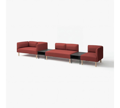 5-os sofa moduł ze stolikiem boczn, Gunnared/brązowoczerwony drewno LILLEHEM 395.697.41