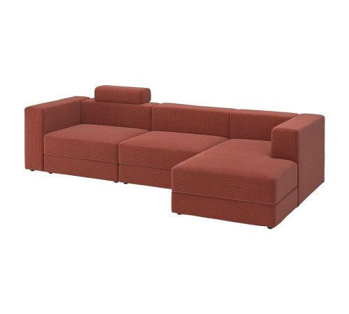 4-osob sofa modułowa z szezlongiem, prawy z zagłówkiem/Samsala brązowoczerwony JÄTTEBO 396.083.42
