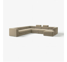 Sofa w kształcie lit U, 7-osobowa, z szezlongiem, prawy z zagłówkiem/Johanneshov brązowobeżowy JÄTTEBO 396.084.17