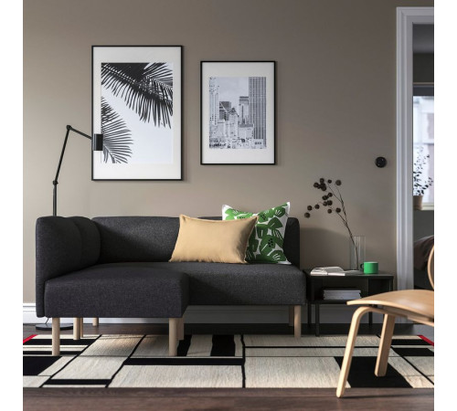 Modułowa sofa narożna, 2-osobowa, Gunnared ciemnoszary/drewno LILLEHEM 495.363.02