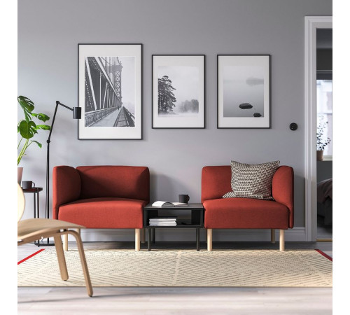 2-os sofa moduł ze stolik bocznym, Gunnared/brązowoczerwony drewno LILLEHEM 495.697.45
