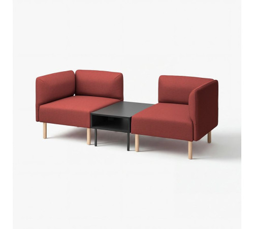 2-os sofa moduł ze stolik bocznym, Gunnared/brązowoczerwony drewno LILLEHEM 495.697.45