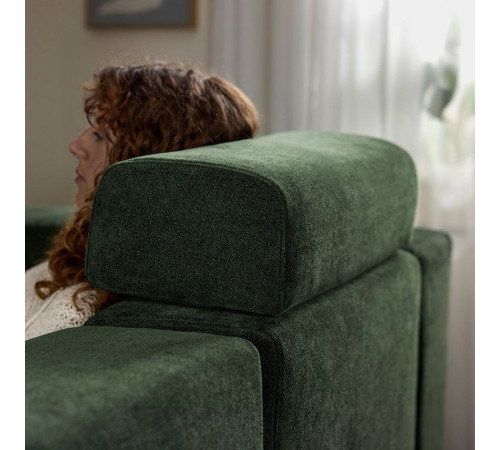 4-osob sofa modułowa z szezlongiem, prawy z zagłówkiem/Johanneshov ciemnozielony JÄTTEBO 496.083.46