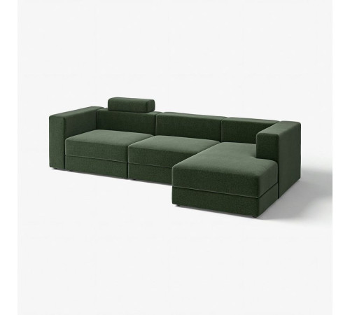 4-osob sofa modułowa z szezlongiem, prawy z zagłówkiem/Johanneshov ciemnozielony JÄTTEBO 496.083.46