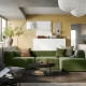 4-osob sofa modułowa z szezlongiem, prawy/Samsala ciemny żółto-zielony JÄTTEBO 594.851.99