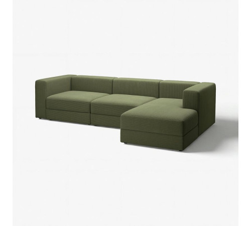 4-osob sofa modułowa z szezlongiem, prawy/Samsala ciemny żółto-zielony JÄTTEBO 594.851.99