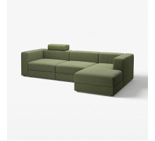 4-osob sofa modułowa z szezlongiem, prawy z zagłówkiem/Samsala ciemny żółto-zielony JÄTTEBO 595.109.00