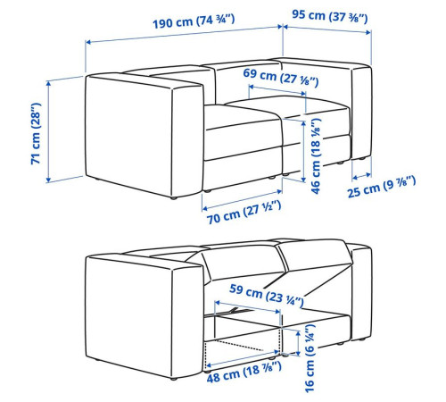 Sofa modułowa, 2-osobowa, Samsala ciemnobrązowy JÄTTEBO 596.082.61