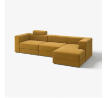 4-osob sofa modułowa z szezlongiem, prawy z zagłówkiem/Samsala żółtobrązowy JÄTTEBO 596.083.41