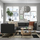 Sofa modułowa narożna, 4-osobowa, Gunnared ciemnoszary/drewno LILLEHEM 695.361.41