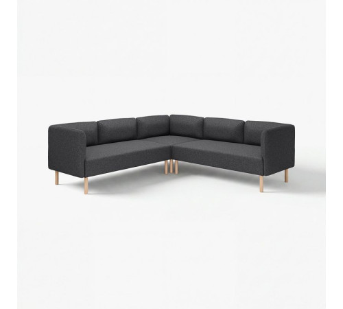 Sofa modułowa narożna, 4-osobowa, Gunnared ciemnoszary/drewno LILLEHEM 695.361.41