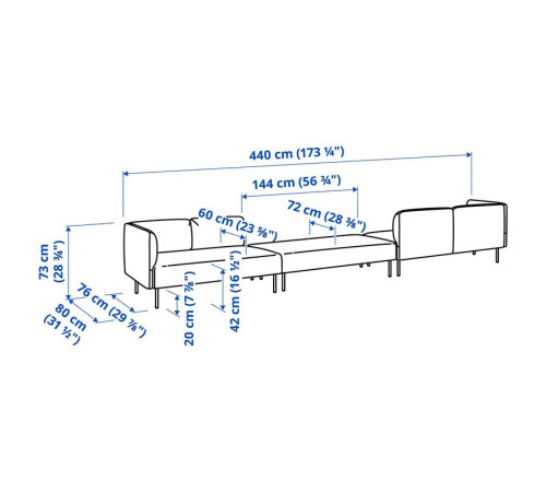 6-osobowa sofa modułowa, Vissle/beżowy drewno LILLEHEM 695.362.21