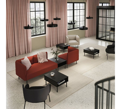 3-os sofa moduł ze stolik bocznym, Gunnared brązowoczerwony/metal LILLEHEM 695.362.64