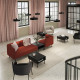 3-os sofa moduł ze stolik bocznym, Gunnared brązowoczerwony/metal LILLEHEM 695.362.64