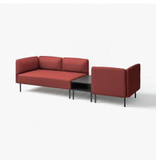 3-os sofa moduł ze stolik bocznym, Gunnared brązowoczerwony/metal LILLEHEM 695.362.64