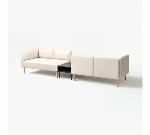 4-os sofa moduł ze stolik bocznym, Vissle beżowy/drewno LILLEHEM 695.697.54