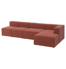 4,5-os sofa modułowa z szezlongiem, prawy/Samsala brązowoczerwony JÄTTEBO 696.077.08