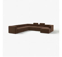 Sofa w kształcie lit U, 7-osobowa, z szezlongiem, prawy z zagłówkiem/Samsala ciemnobrązowy JÄTTEBO 696.084.06