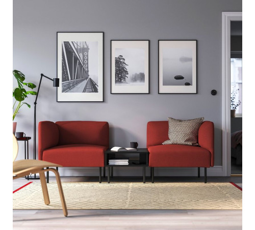 2-os sofa moduł ze stolik bocznym, Gunnared/brązowoczerwony metal LILLEHEM 795.360.70