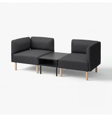2-os sofa moduł ze stolik bocznym, Gunnared ciemnoszary/drewno LILLEHEM 795.697.44