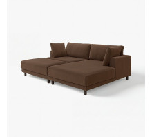 Sofa modułowa, 3-osobowa, z szezlongiem, prawy z podnóżkiem/Samsala ciemnobrązowy UPPÅKRA 796.142.04