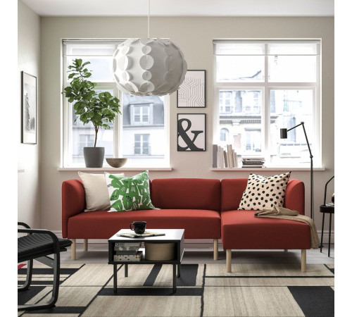 3-osob sofa modułowa z szezlongiem, Gunnared/brązowoczerwony drewno LILLEHEM 895.682.92