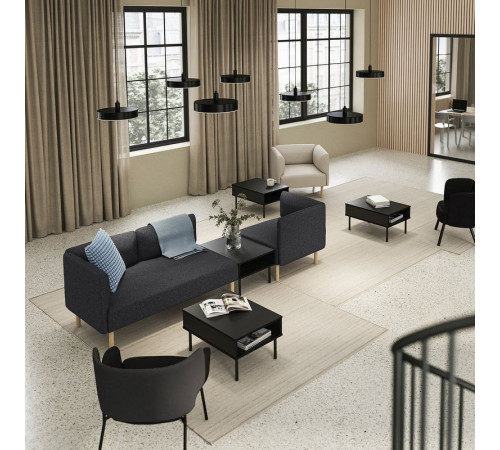 3-os sofa moduł ze stolik bocznym, Gunnared ciemnoszary/drewno LILLEHEM 895.697.48