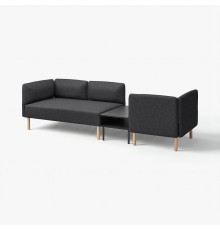 3-os sofa moduł ze stolik bocznym, Gunnared ciemnoszary/drewno LILLEHEM 895.697.48
