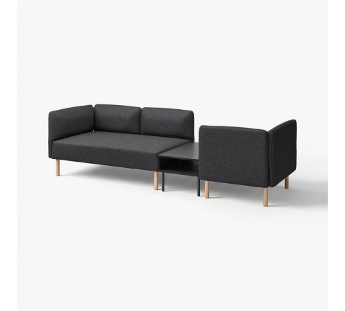 3-os sofa moduł ze stolik bocznym, Gunnared ciemnoszary/drewno LILLEHEM 895.697.48
