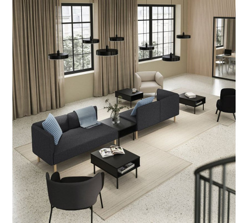 4-os sofa moduł ze stolik bocznym, Gunnared ciemnoszary/drewno LILLEHEM 895.697.53