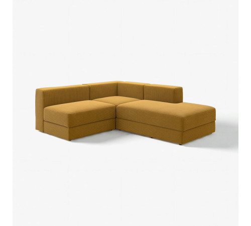 Modułowa sofa naroż 2,5 os z szezl, prawy/Samsala żółtobrązowy JÄTTEBO 896.082.12
