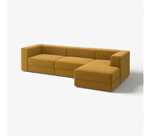 4-osob sofa modułowa z szezlongiem, prawy/Samsala żółtobrązowy JÄTTEBO 896.083.49