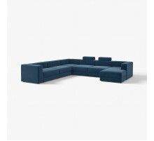 Sofa w kształcie lit U, 7-osobowa, z szezlongiem, prawy z zagłówkiem/Samsala granatowy JÄTTEBO 896.084.05