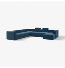 Sofa w kształcie lit U, 7-osobowa, z szezlongiem, prawy z zagłówkiem/Samsala granatowy JÄTTEBO 896.084.05