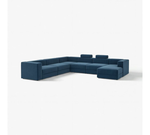 Sofa w kształcie lit U, 7-osobowa, z szezlongiem, prawy z zagłówkiem/Samsala granatowy JÄTTEBO 896.084.05