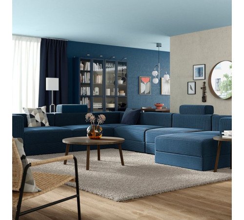 Sofa w kształcie lit U, 7-osobowa, z szezlongiem, prawy z zagłówkiem/Samsala granatowy JÄTTEBO 896.084.05